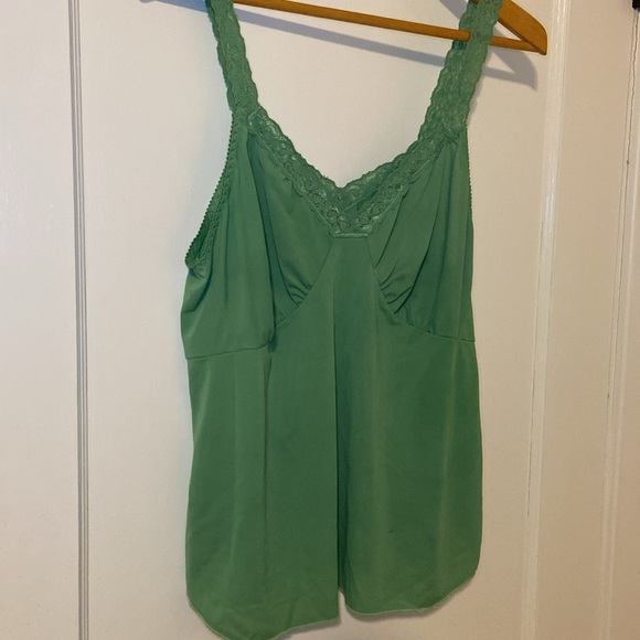 Vintage Hand-dyed Green Lace Trim Camisole Slip Top - Picture 5 of 13